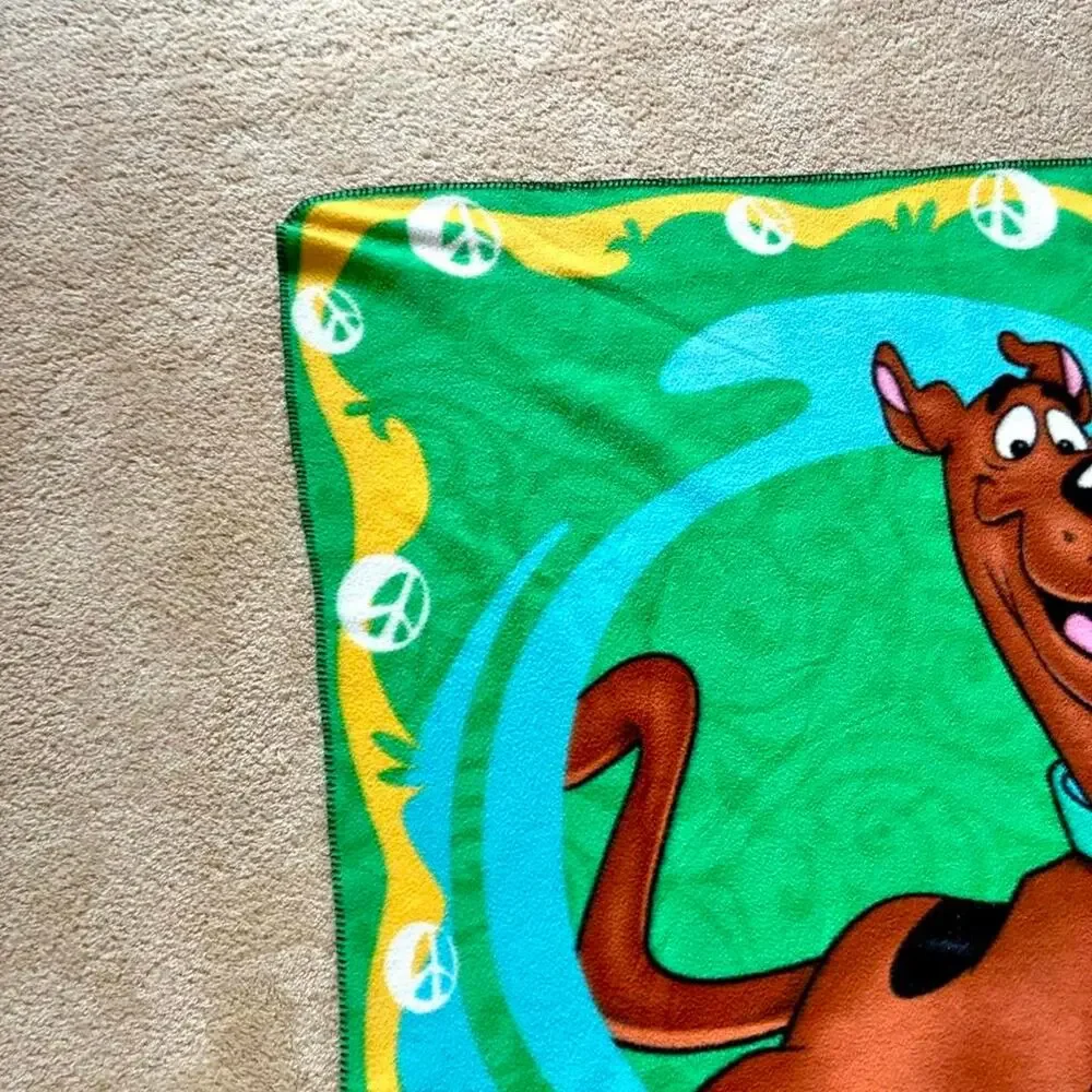 Vintage Y2K Cartoon Network Scooby Doo Fleece Blanket Throw Green 43”x60”